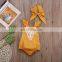 Cute baby girl khaki cotton flounce jumpsuit romper for baby girls