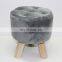 Morden 3 wooden legs  ottoman round stool wooden tabouret furry foot stool