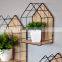 Natural Grained wooden  Panels Hangers House Worlds Floating Wire metal wood Shelves