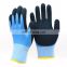 HY 30 Degree Cold production Plush lined Thermal coated Winter work glove Latex Palm Grip Rubber Winter Glove