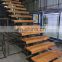 Modern Indoor Stairs Stainless Steel Wooden Straight Industrial design stairs