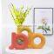 Wholesale Maceta Nordic Blumentopf Donut Vase Yellow Red Handmade Ceramic Vase for Backdrops for Wedding Events Home Decor