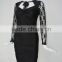 Classic Black Sexy Lace sleeve Dress fashion perspective bandage dress sexy free prom dress