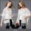 2016 latest design shawl summer hollow loose knit short-sleeved V-neck women fringed shawl