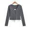 European style V-neck color-matched patchwork faux two-piece long-sleeved T-shirt for women in autumn and winter, new style, with a ladylike temperament, fits well and makes the figure look slimmer.
