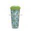 Double wall plastic straw mug with paper instert