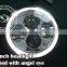 Hot new 7'' motorcycle spare parts hi low beam 7 led headlight with halo rings
