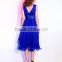 Latest Euroupean Midi Chiffon Royal Blue V-neck Cocktail Dress