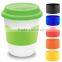 Hot Sale BPA Free 12oz Plastic Coffee Cup with silicone sleeve and lid