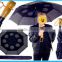 MONO color Air Vented Folding umbrella Double Canopy have Hole wooden handle Double Layer 2 Fold Umbrella