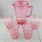 2.5L Marble Clear Plastic Water pitcher Set With 4 Cups