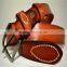 brown Unisex fashion cow hide genuine leather thread pattern belt