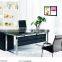 Office furniture new model office table design tempered glass office table desk with stainless steel base