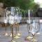 unique high quality toasting wine glasses set gold metal stem champagne flutes/couples wedding goblet gift drinking glasses cup