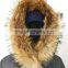 women polyester fabric duck down feather diamond puffer quilted real fur hooded jacket