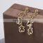 2016 new arrival fashion popular design gold teddy bear shaped charm drop earrings