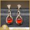 925 sterling silver genuine garnet earrings with cz diamond stone for ladies