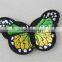 nice design green butterfly embroidery self adhesive leather patches for clothing
