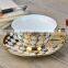 250ml Golden printing ceramic coffee mug with saucer