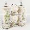 4PCS Ceramic Salt & Oil Vinegar Bottle With Metal Stand,ceramic Spice Jar,ceramic Cruet Set,ceramic Caster Set
