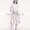 Peach blossom Summer Dress Retro Printed Floral Pleated Skirt High-waist Woman Long Dress