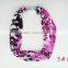 high end magnetic silk velvet short scarves personal custom pink infinity scarves with flower printing wholesale
