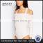 2016 Autumn Long Sleeve Sexy Women Bodysuit Plain White Halter Neck Off Shoulder Leotard In Rib Your Own Brand