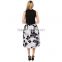 MGOO High Quality Imported Women White Umbrella Skirt With Floral Print High Waist Street Style 15146A368