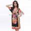2016 Wholesale Hot Sale Casual Sexy V-neck oversized Beach Dress with Pattern for Women