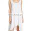 C93 Scoop Neck Cotton Flowy Plain White Beach Dress