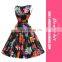 Women Sexy Colorful Flower Print Fashion Dress Beautiful Skater Dress With Belt