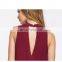 2017 New Design Women Elegant Turtleneck Chiffon Blouse Sleeveless Shirt