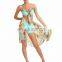 Marvelous 3-Piece Multi Sea Green Floral Print Bikini Top, BoyLeg Bottom Beach Sarong