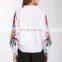 TWOTWINSTYLE Shirts For Women O Neck Long Lantern Sleeve Casual Loose Hit Color Vintage Embroidery