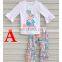 EASTER Day Spring Fall Winter Girls Boutique Outfits white Ruffle sleeved Tshirt Top 2pc set