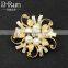 wholsale fashion silver gold crystal rhinestone diamond pearl flower brooch korea