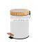 Eco-friendly bamboo lid stainless steel foot pedal trash bin for kitchen bathroom office 3L 5L metal rubbish dust bin