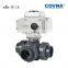 Three Ways Threaded UPVC Plastic Motorized Electric Ball Valve True Union Fitting DC24V ON OFF Ty[e