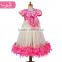 hot-selling Kids Deep Pink flower princess lace party Feather dresses for children