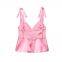 Summer new European and American style women's fashionable and sexy spicy girl bow decoration silk top