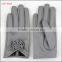 ladies wholesale cheap PU leather hand gloves grey with roses