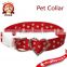 Red and White Heart Dog Collar with Rhinestones,Heat Shape Adjusted Buckle,Nylon Wedding Dog Collar