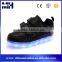 Wholesale USB Charge Lace Up Glowing Black kids Led Flash Shoes