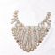 Mixed beads and Rhinestones Half Round Bridal Motif Neckline Applique for Dress