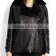 Black Shearling Leather Motocycle Jacket for Lady