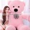 creative hot-selling lovely kids birthday present white brown pink bowknot plush teddy bear toy doll