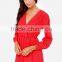 2016 New Dress Wrap Red Long Sleeve Dress Sexy Short Mini Dress