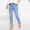 bleach wash slim fit basic five pockets jeans for women JXA111
