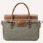 2016 Fashion Genuine Leather and Canvas Handbag Gym Handbag Jute Breifcase Chinese Manufacturer