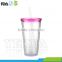 New product! Clear 20oz Double wall plastic cup with lid with best quality 2015 calendars